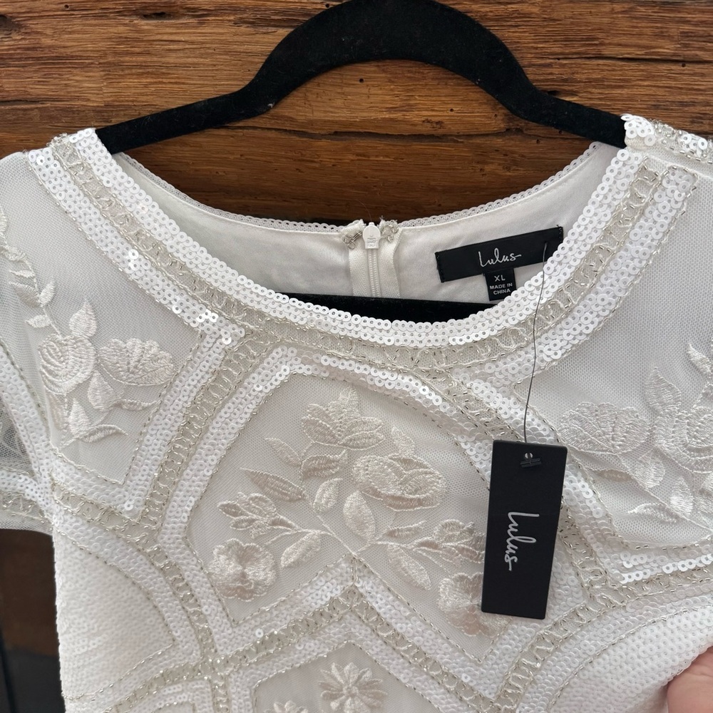 Lulus Spread Your Shine Sequin Bodycon Dress Women's XL White and NWT - Picture 3 of 6